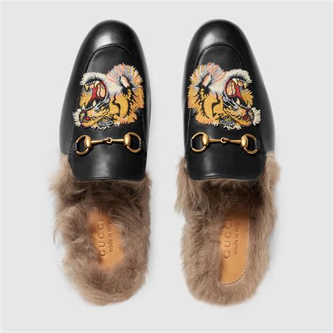 gucci princetown tiger patch slippers|Gucci princetown slippers street style.